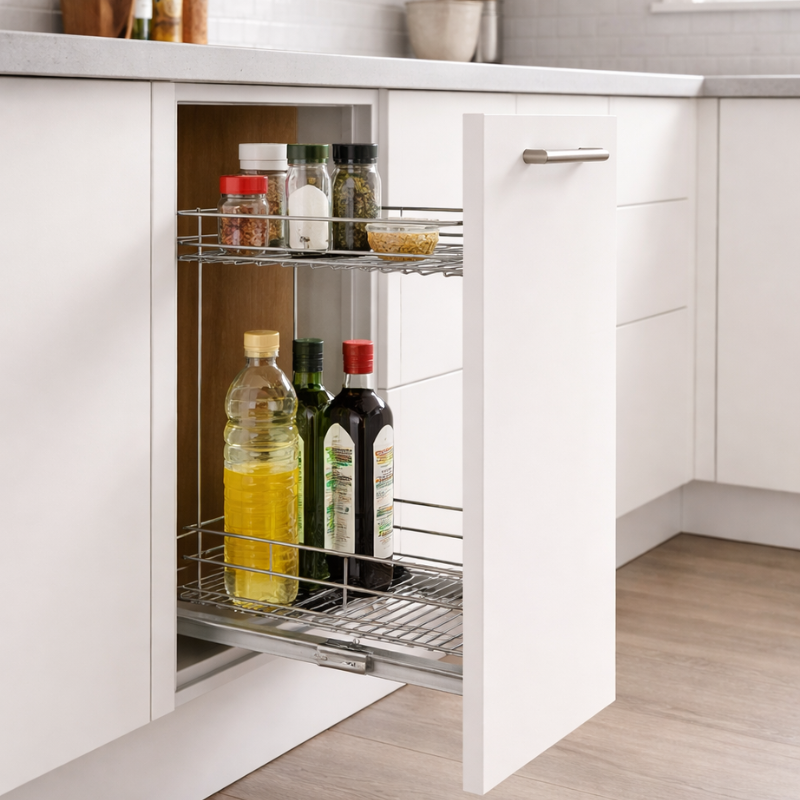 Botellero-Especiero Extraíble Alt. 70 cm- Cromo | EspacioBrico OFERTA