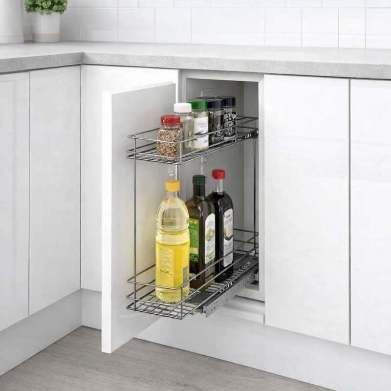 Botellero-Especiero Extraíble Alt. 70 cm- Cromo | EspacioBrico OFERTA