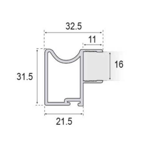 Perfil Tirador Puerta Corredera Armario Plata Mate 16 mm 290 cm| EspacioBrico OFERTA
