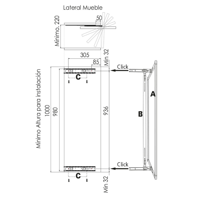 Espejo Extraíble Armario 97x35 cm | EspacioBrico OFERTA