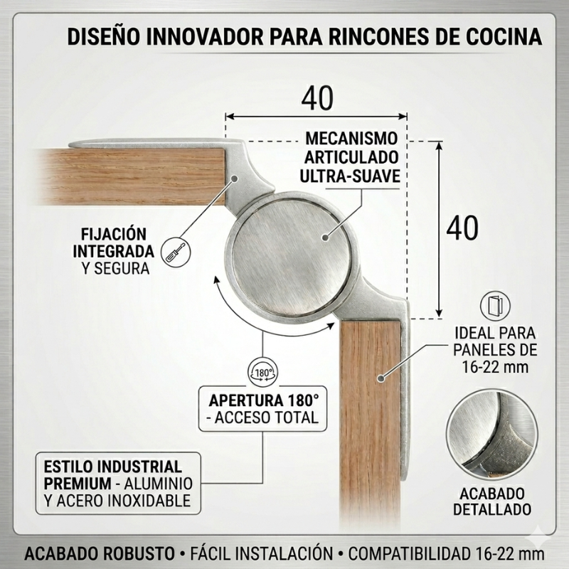 Bisagra Movi-Córner Especial para Rincón Alt. 80 cm | EspacioBrico OFERTA