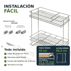 Botellero-Especiero Extraíble Alt. 80 cm- Cromo | EspacioBrico OFERTA