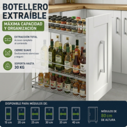 Botellero-Especiero Extraíble Alt. 80 cm- Cromo | EspacioBrico OFERTA