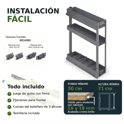 Botellero Extraíble Neo System Grafito Alt. 80 cm | EspacioBrico OFERTA