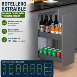 Botellero Extraíble Neo System Grafito Alt. 70 cm | EspacioBrico OFERTA