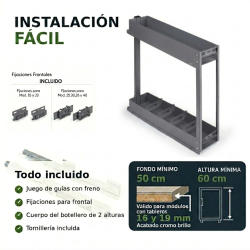 Botellero Extraíble Neo System Grafito Alt. 70 cm | EspacioBrico OFERTA