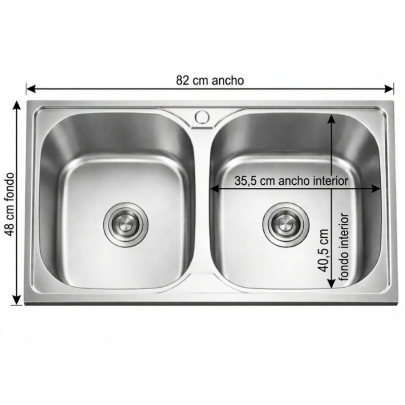 Fregadero Hércules Acero Inox 82x48 cm Sobre Encimera | EspacioBrico OFERTA