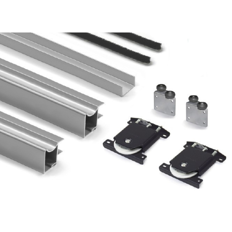 Kit Tirador Puerta Corredera Armario Plata mate 16 mm 235 cm | EspacioBrico