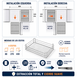 Mecanismo de Rincón Extraíble Total - Cromo | EspacioBrico OFERTA