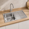 Fregadero Acero Inox Serie Madrid 86x50 cm Sobre Encimera | EspacioBrico OFERTA