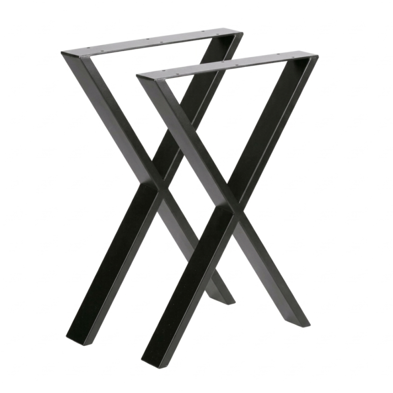 Pack 2 Patas de Mesa Estilo Industrial Forma "X" Negro | EspacioBrico OFERTA