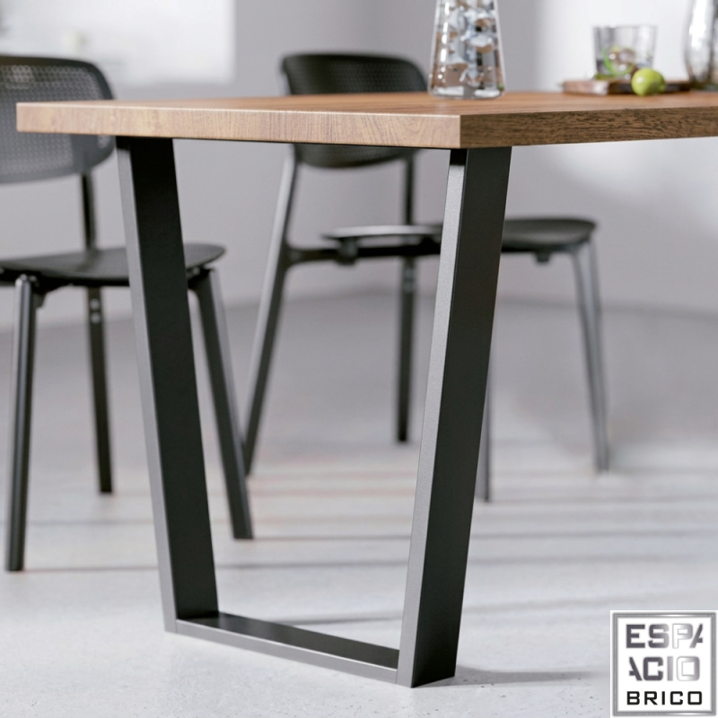Pack 2 Patas de Mesa Estilo Industrial Ángulo Negativo Negro | EspacioBrico OFERTA