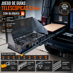 Guías Telescópicas 53 mm Ext. Total Con Bloqueo hasta 1500 mm | EspacioBrico OFERTA