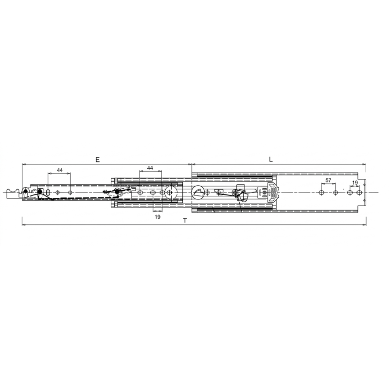 Guías Telescópicas 76 mm Ext. Total Con Bloqueo 1000/1200/1500 mm | EspacioBrico OFERTA
