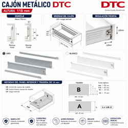 Cajón Metálico - Altura 118 mm | EspacioBrico OFERTA