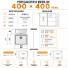 Fregadero Cocina Acero Negro Pavonado Berlín 40x40 cm | EspacioBrico OFERTA