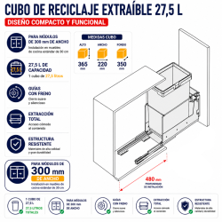 Contenedor Residuos Carro Exterior 27,5 L Mod. 300| EspacioBrico OFERTA
