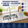 Fregadero Acero Inox Mod. Praga 120x50 cm Sobre Encimera | EspacioBrico OFERTA