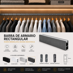 Barra Colgar de Armario Rectángular Grafito 1,95 metros | EspacioBrico OFERTA