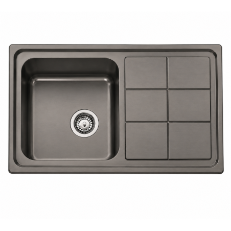 Fregadero Acero Negro Pavonado Serie Madrid 86x50 cm Sobre Encimera | EspacioBrico OFERTA