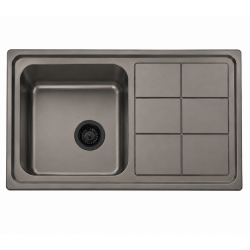Fregadero Acero Negro Pavonado Serie Madrid 86x50 cm Sobre Encimera | EspacioBrico OFERTA
