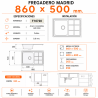 Fregadero Acero Negro Pavonado Serie Madrid 86x50 cm Sobre Encimera | EspacioBrico OFERTA
