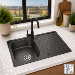 Fregadero Cocina Acero Negro Pavonado Mod. Viena 80x48 cm | EspacioBrico OFERTA