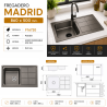 Fregadero Acero Negro Pavonado Serie Madrid 86x50 cm Sobre Encimera | EspacioBrico OFERTA