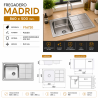 Fregadero Acero Inox Serie Madrid 86x50 cm Sobre Encimera | EspacioBrico OFERTA