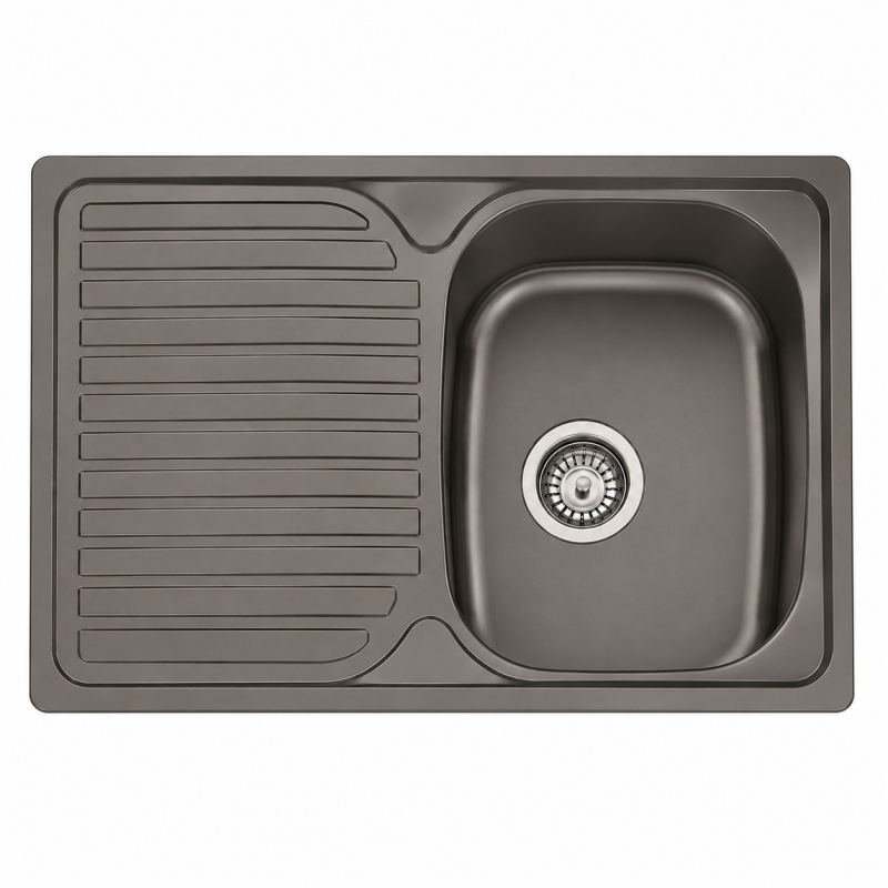 Fregadero Cocina Acero Negro Pavonado Mod. Viena 80x48 cm | EspacioBrico OFERTA