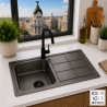 Fregadero Acero Negro Pavonado Serie Madrid 86x50 cm Sobre Encimera | EspacioBrico OFERTA