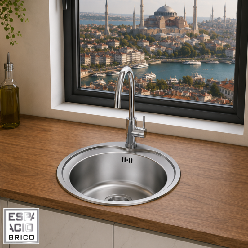 Fregadero Cocina Acero Inox Mod. Estambul 49 cm Diámetro | EspacioBrico OFERTA