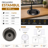 Fregadero Cocina Acero Negro Pavonado Estambul 49 cm Diámetro | EspacioBrico OFERTA