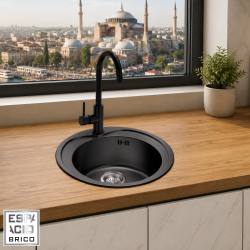 Fregadero Cocina Acero Negro Pavonado Estambul 49 cm Diámetro | EspacioBrico OFERTA