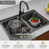 Fregadero Hércules Negro Pavonado 82x48 cm Sobre Encimera | EspacioBrico OFERTA