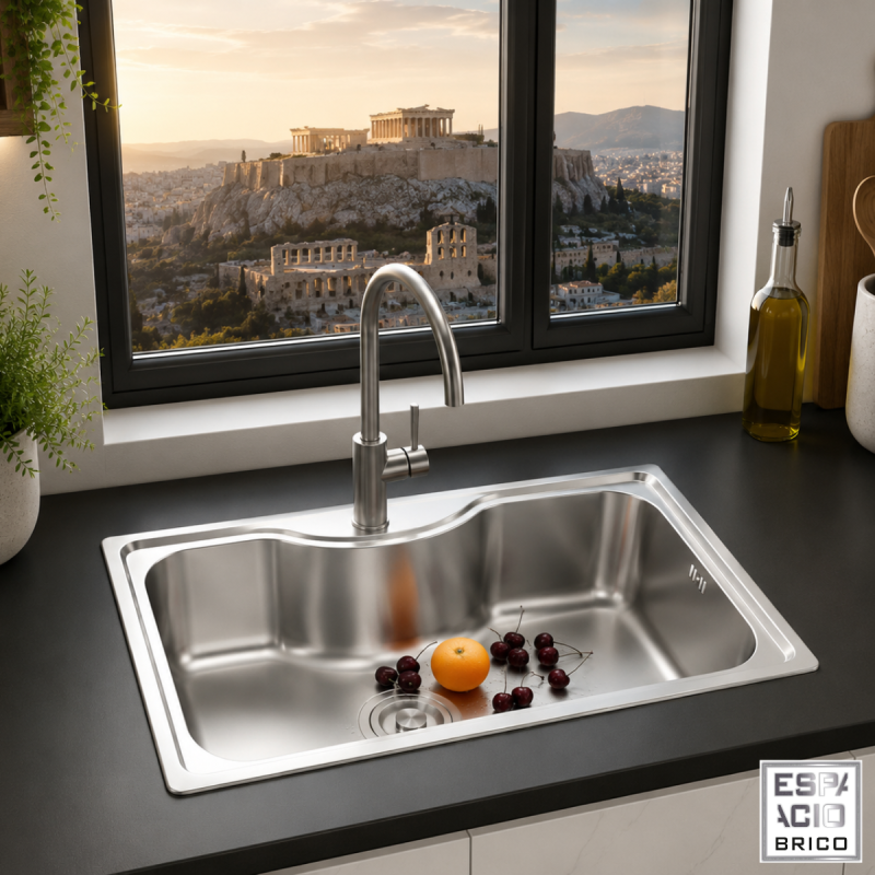 Fregadero Ares Acero Inox 80x50 cm Sobre Encimera | EspacioBrico OFERTA