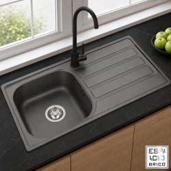 Fregadero Poseidon Negro Pavonado 100x50 cm Sobre Encimera | EspacioBrico OFERTA