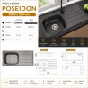 Fregadero Poseidon Negro Pavonado 100x50 cm Sobre Encimera | EspacioBrico OFERTA