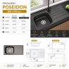 Fregadero Poseidon Negro Pavonado 80x50 cm Sobre Encimera | EspacioBrico OFERTA