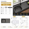 Fregadero Poseidon Negro Pavonado 80x50 cm Sobre Encimera | EspacioBrico OFERTA