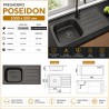 Fregadero Poseidon Negro Pavonado 100x50 cm Sobre Encimera | EspacioBrico OFERTA