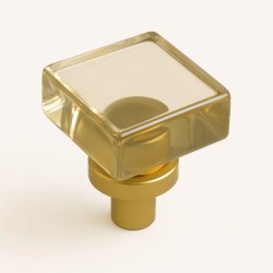 Pomo para Mueble Opal Cuadrado Oro Brillante + Cristal | EspacioBrico