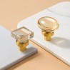 Pomo para Mueble Opal Cuadrado Oro Brillante + Cristal | EspacioBrico