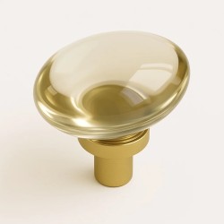 Pomo para Mueble Opal Ovalado Oro Brillante + Cristal | EspacioBrico